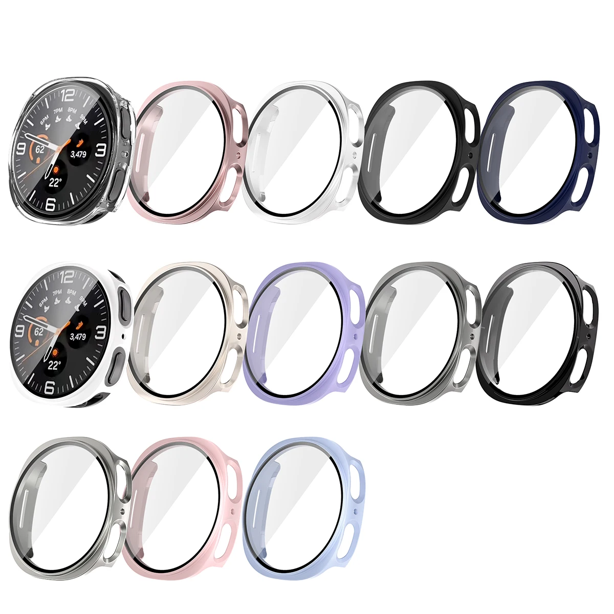 Premium Tempered Glass Case with Full PC Bumper Cover - Screen Protector for Smartwatch Accessories