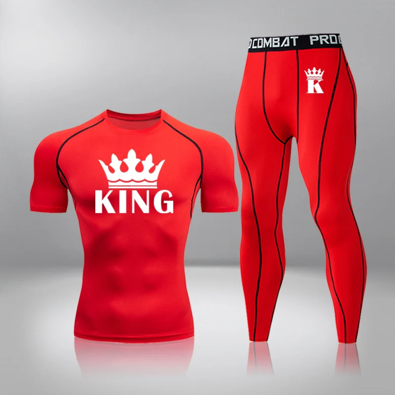 

Летняя короткая спортивная мужская одежда, футболка для спортзала, дышащий спортивный комплект, одежда для тренировок, компрессионные колготки, быстросохнущая одежда для бега