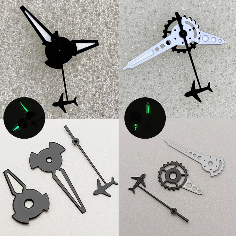 Gear-Shaped Green Luminous Watch Hands with Aircraft Second Hand