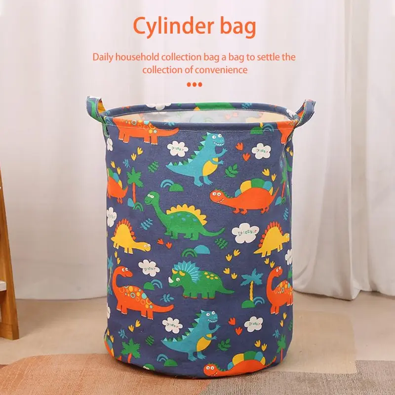Foldable Waterproof Cotton Linen Laundry & Toy Storage Basket