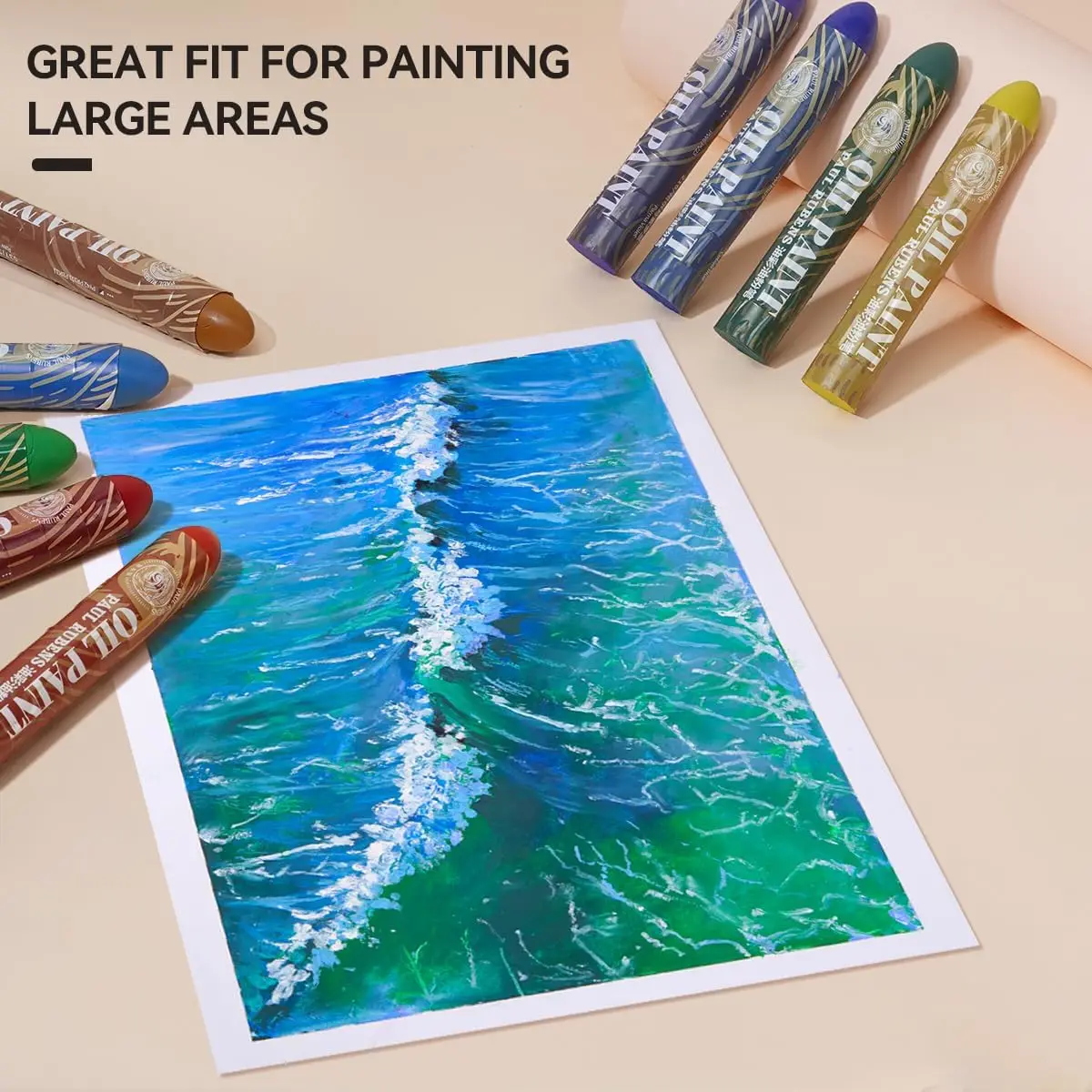 Paul Rubens Oil Pastels 12 Vibrant Colors Extra Large Oil Pastels Creamy texture Easy to Blend HAIYA for Artists