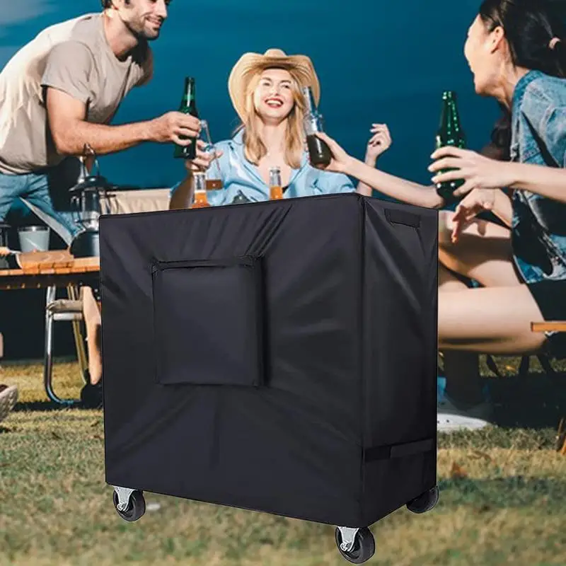 Outdoor Cart Cover Ice Chest Rolling Cooler Waterproof Cover Heavy Duty Sturdy Outdoor Bar Cart Sunlight Rain Protection For