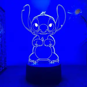 Stitch Lampe 3D Manga Veilleuse LED, Stitch Lampe de Chevet Veilleuse 16  Couleurs