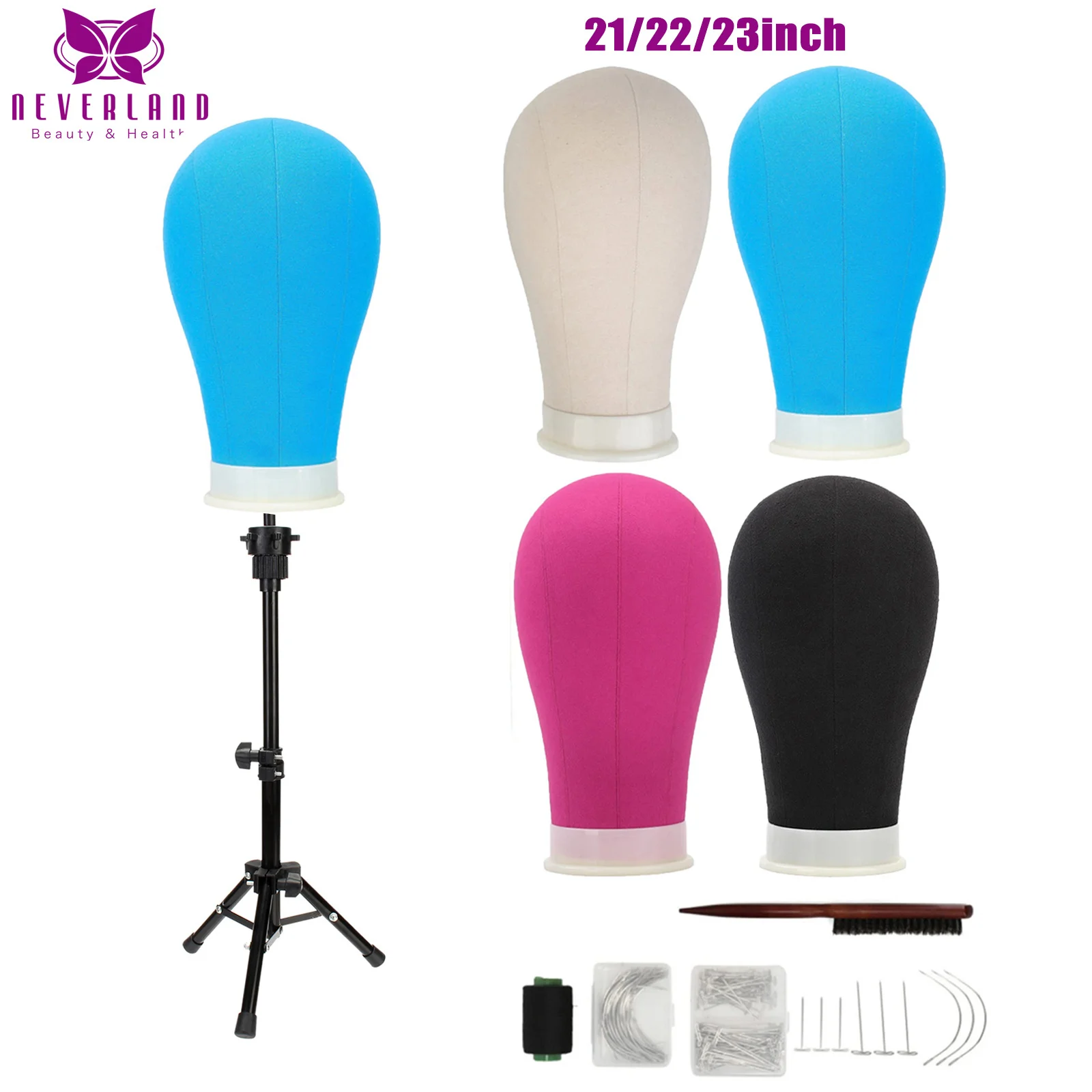 Canvas Block Head Kit Training Mannequin wig Head Display Styling