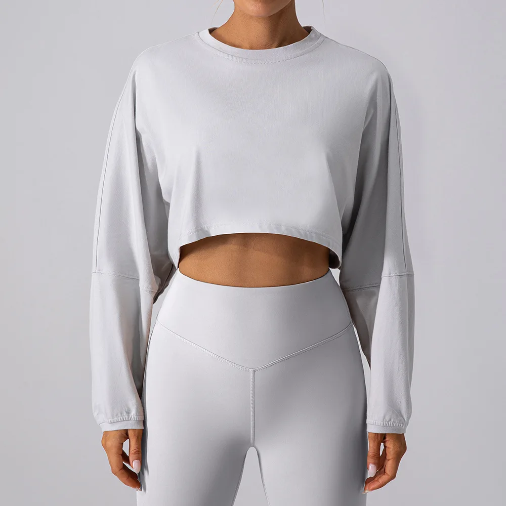 

Wyplosz Yoga Top Workout Comfortable Sexy Breathable Running Loose Long Sleeve Shirt For Women Crop Gym Fitness Sweater Round