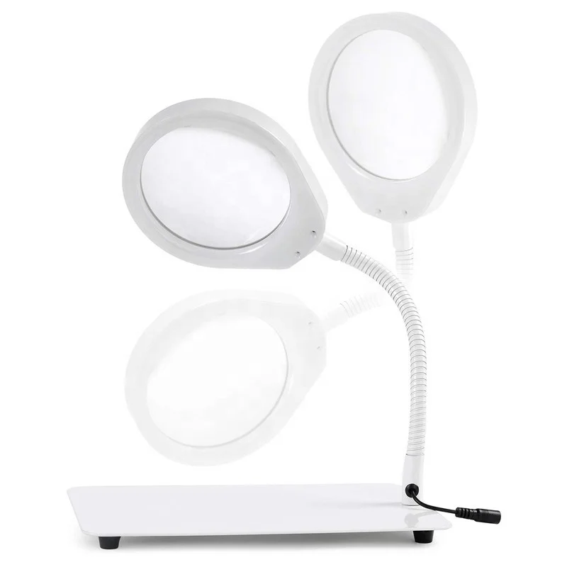 Versatile 2 in 1 Lighted Magnifier Desk Lamp Flexible Magnifying Glass with  Light Hands-free Loupe with Clamp and Base Holder