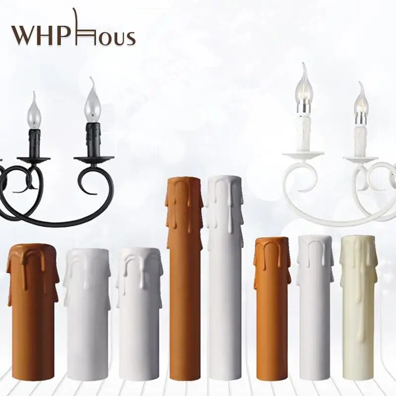 10Pcs Candle Lamp Holder Tube PVC Plastic Teardrop Candle Lamp Base Sleeve Bulb Base Cover