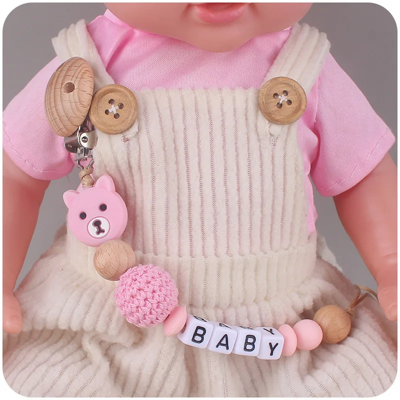 Baby Silicone Pacifier Clip Bear Teething Soother Chain For BPA Free Nursing Chew Toy Baby Dummy Holder Chain