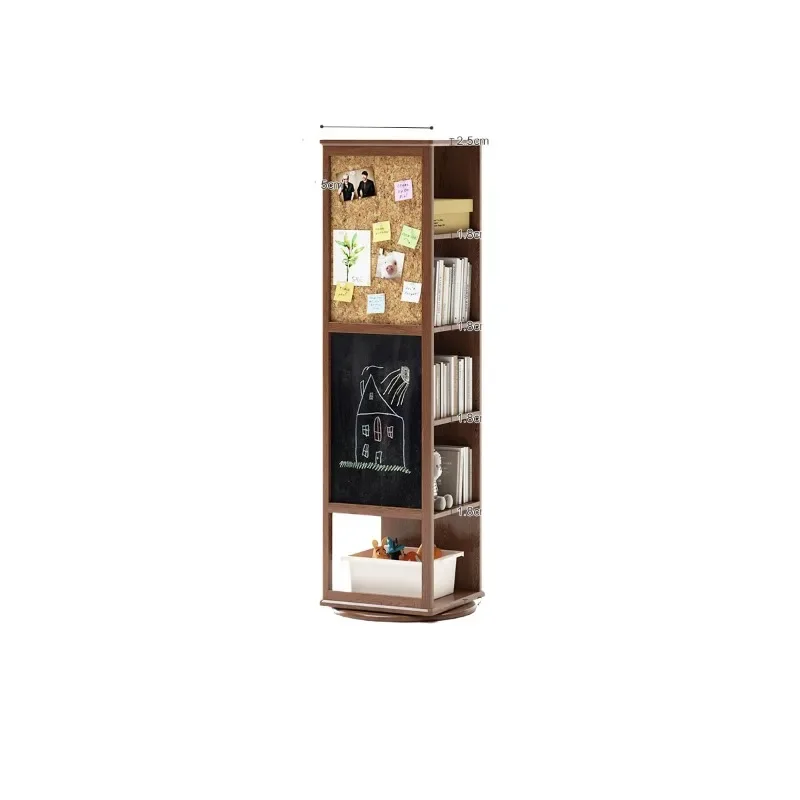 1Bookshelf Floor-to-ceiling shelf Children's home creative rotatable solid wood bookcase Multi-layer storage cabinet