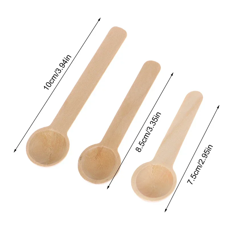 10pcs Mini Wooden Spoon Short Handle Small Kitchen Spice Condiment Teaspoon Sugar Ice Cream Coffee Scoop Kitchen Accessories