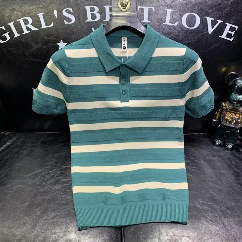 2023 Summer Men's Short Sleeve Top Outdoor Sports Golf Threaded Casual T-Shirt