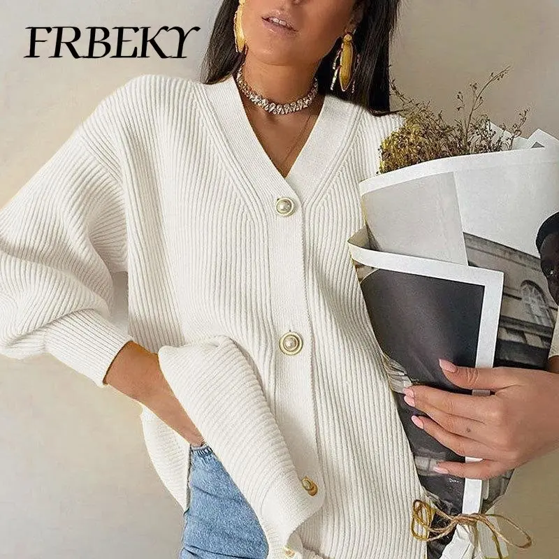 Nowa Kurtka Sweter W Jednolitym Kolorze Luźny Sweter Z Pojedynczą Jednorzędowy Kardigan Sweter Dziergany Koreański Modny Sweter