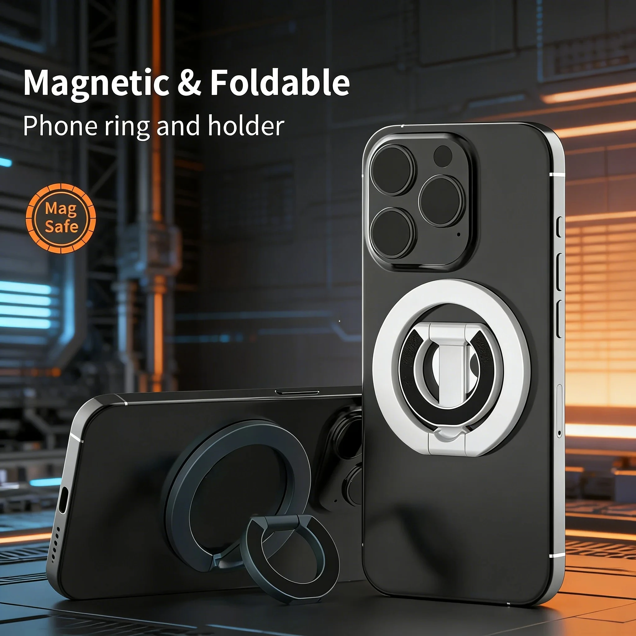 Ultra Thin 360° Rotatable Magnetic Ring Holder with Double-Sided Strong Grip