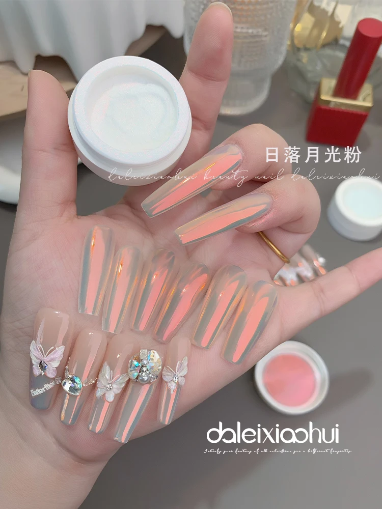 1box 0.2g Sunset Gradient Nail Powder Mermaid Nails Powder Auroral Nail Glitter Dust Art Mirror Chrome Pigment nail powder nail glitter nail pigment