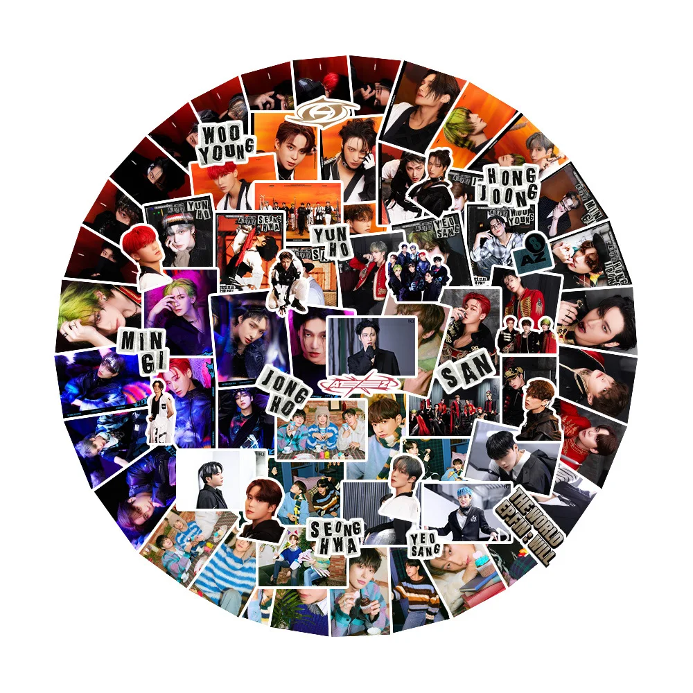 

Kpop ATEEZ Character Stickers Waterproof Fashion Group High quality HD Photo for laptop Cup Notebook Stickers