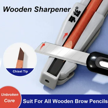 Temperamatite per sopracciglia in legno per punta a scalpello No Nucleo rotto Temperamatite manuale facile compatibile con tutti i matite per sopracciglia in legno