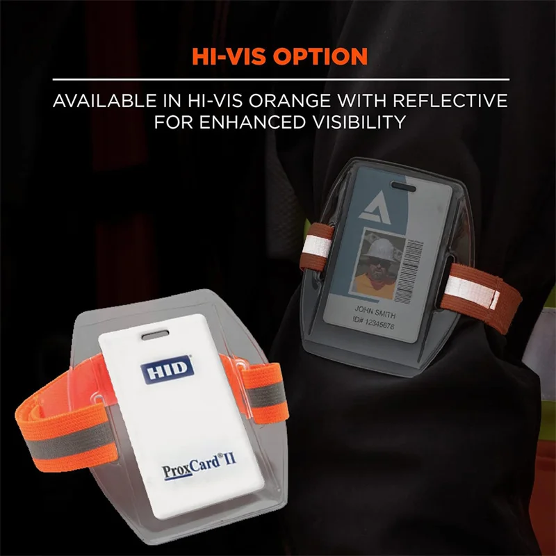 Plastic Card Holder Polyester Reflective Wristband ID Card Holder Arm Adjustable ID Badge Elastic Arm Band Badge