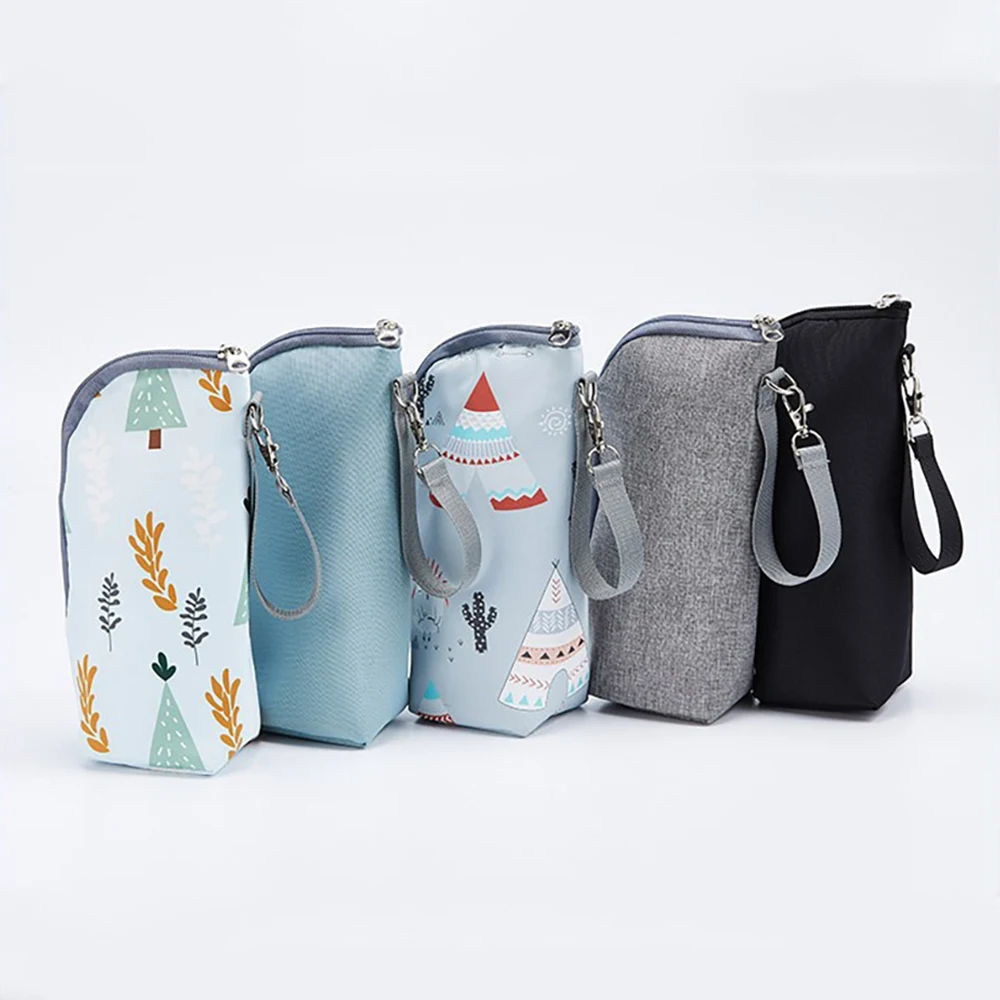 Baby Bottle Insulation Bag Warmer Aluminum Mold Outing Stroller Hanging Bag For Storage Cups Drinks
