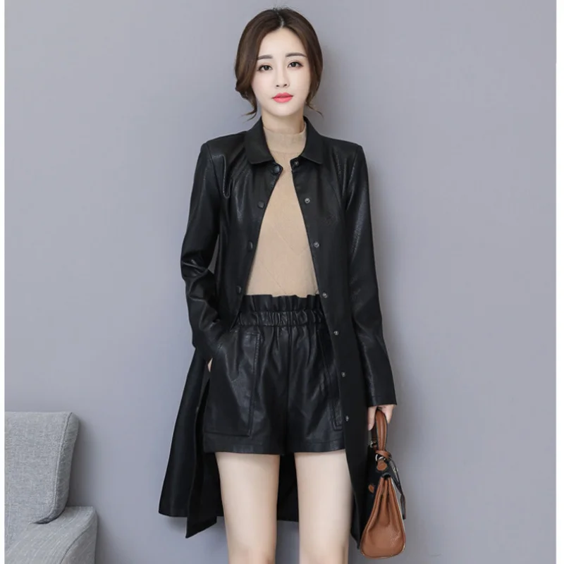 

2023 Spring Genuine Leather Jacket Women Real Big Size Sheepskin Coat for Long Sleeve