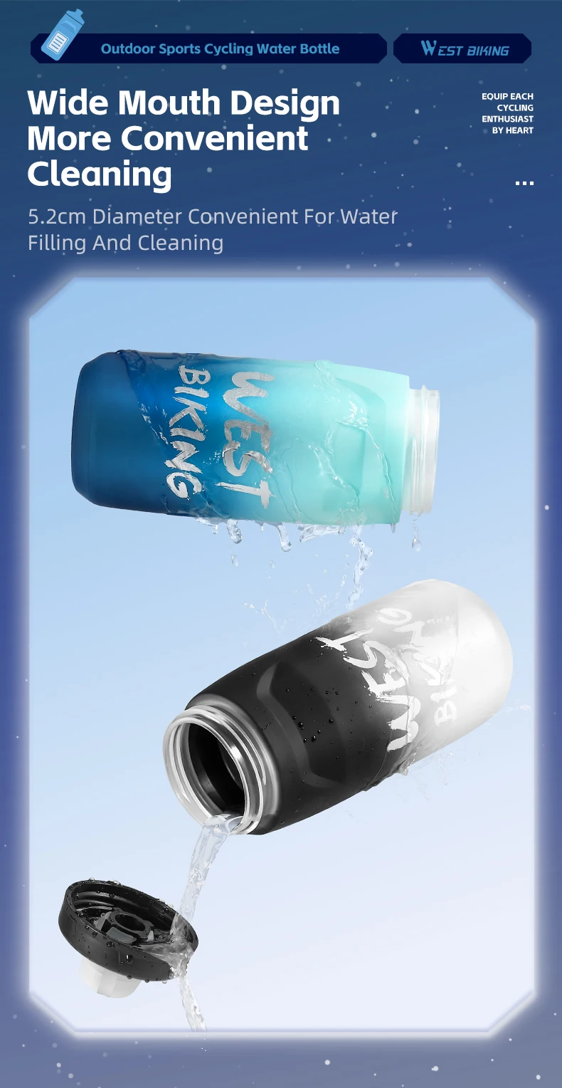 West Biking Radfahren Wasser flasche 620ml Lebensmittel qualität auslaufs icher Fitness Laufen Camping Wandern Sport kessel Fahrrad Flaschen halter – Detail 6