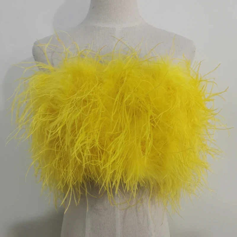 Length 22cm 100% natural ostrich hair bra underwear women's fur coat real ostrich fur coat fur mini skirt Customization