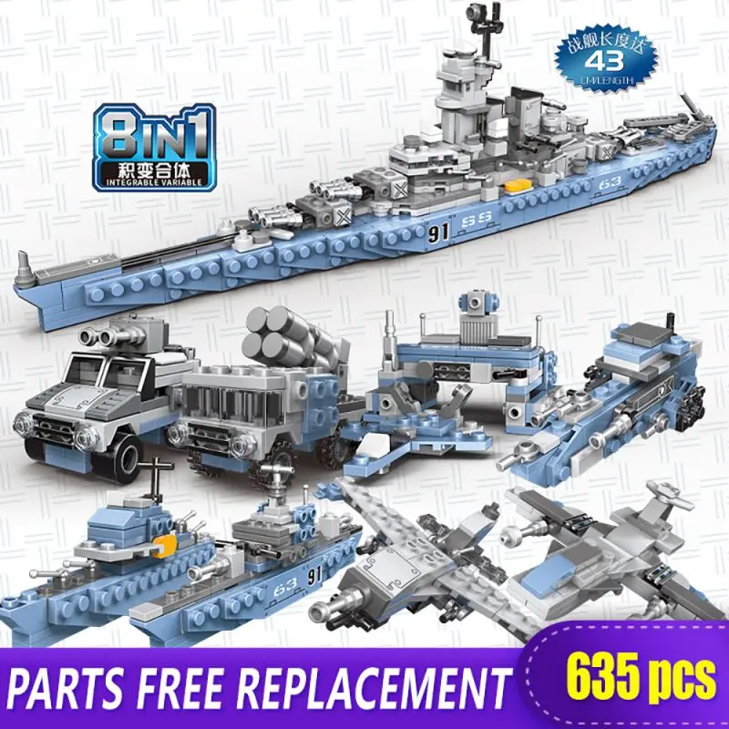 8-In-1 Set Di Blocchi Di Battleship Del Canada Fai Da Te Deformabile Corazzato Jeep Artiglieria Veicolo Attaccante Auto Assemblare Blocco Puzzle Gioca