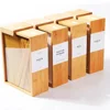 New Food Storage Box Wooden Kitchen Oatmeal Cereal Storage Barrel Bamboo Wood Grain Dispenser Food Storage Organization 6