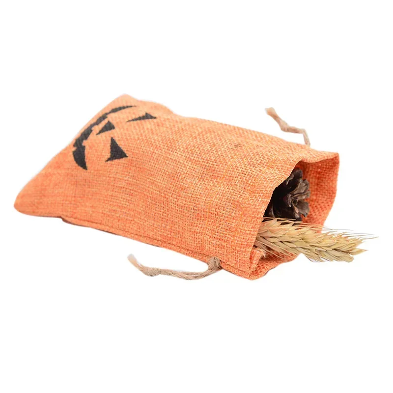 Halloween Candy Bag Drawstring Cotton Linen Snack Storage Holiday Gift Packaging Party Bags Bat Witch Pumpkin Pattern Pouches