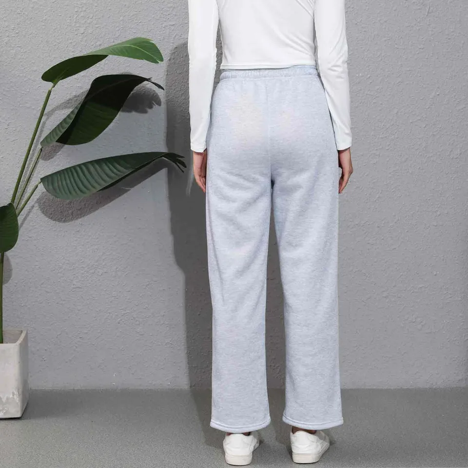 Pantaloni a gamba larga per pantaloni sportivi foderati in pile da donna pantaloni drti fondo All-Math Plain Fness Joggers pantaloni da viaggio Basic  200000345