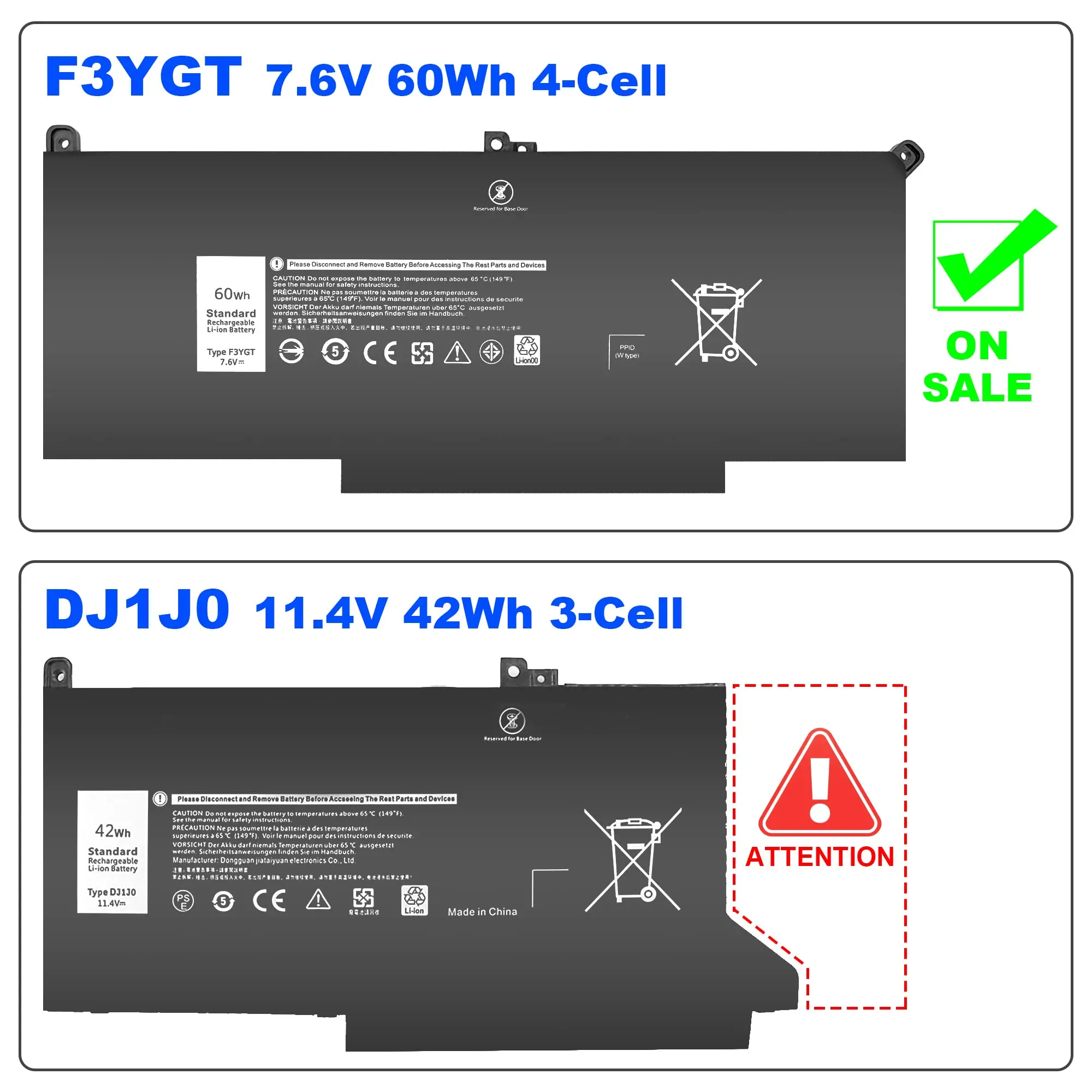 F3YGT-batería para portátil Dell Latitude 12, 7000, 7280, 7290/13, 7000, 7380, 7390, P29S002/14, 7000, 7480, 7490, P28S, P28S001, P73G, P73G002