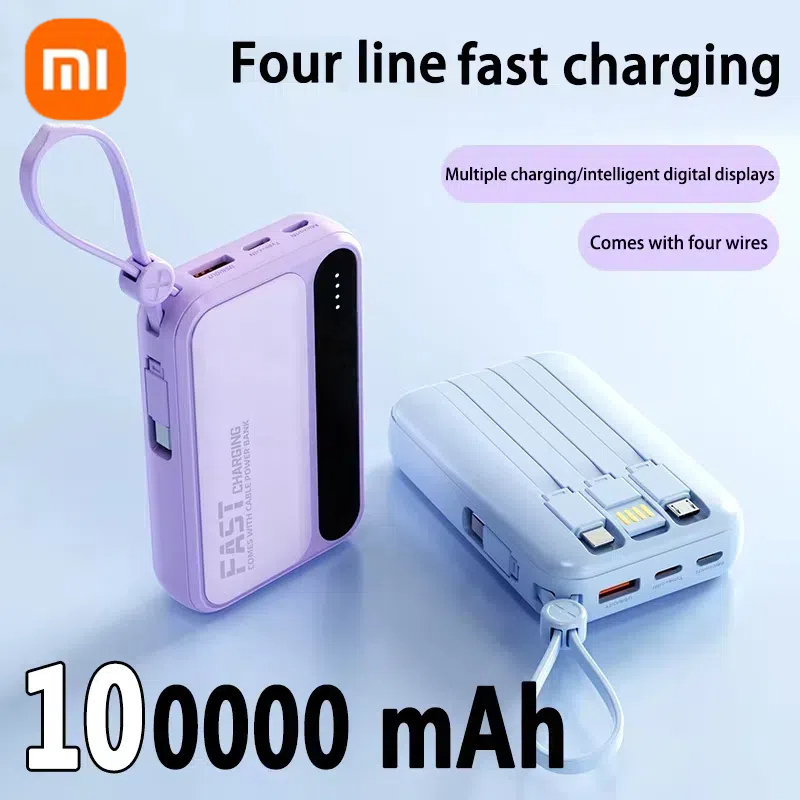 Xiaomi 50000mAh Large Capacity Power Bank 4 In 1 Built in Cables Intelligent Digital Display Laser Light for Samsung Apple