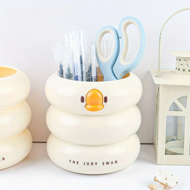 Charming Duck-Shaped Pen Holder - Stylish Large-Capacity Desk Organizer