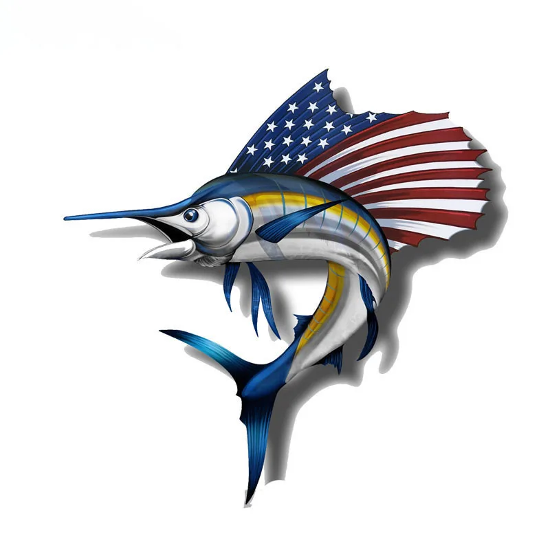 USA America Marlin Fish Car Stickers Motorcycle Cover Scratches Waterproof PVC