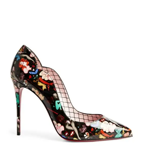 

Moraima Snc Pointed Toe Printed Leather High Heel Shoes Women 12/10/8CM Stiletto Heels Party Dress Pumps