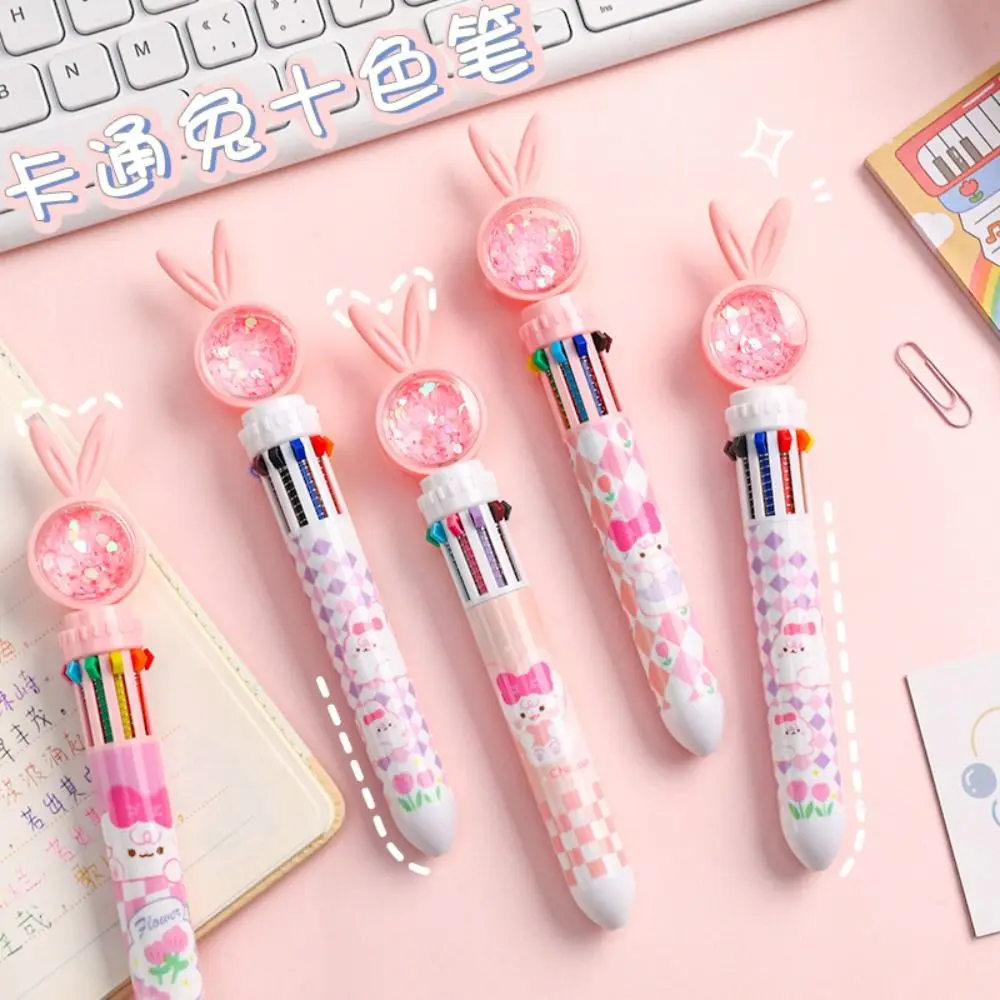 Quick Dry Multicolored Pens Kawaii Writing Drawing Press Gel Pen Sequins Rabbit Shape Marking Pen School 4 6pc highlighter fluorescent pen broad tip writing marker pens for art drawing doodling marking office stationery school supply