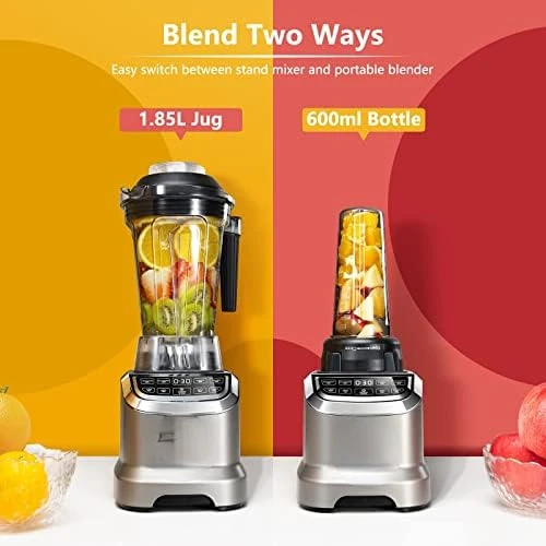 

Smoothie Countertop Blender, 1800 W Professional Blender for Kitchen with 600ml Travel bottle, High-Speed Blender for Shakes, Sm
