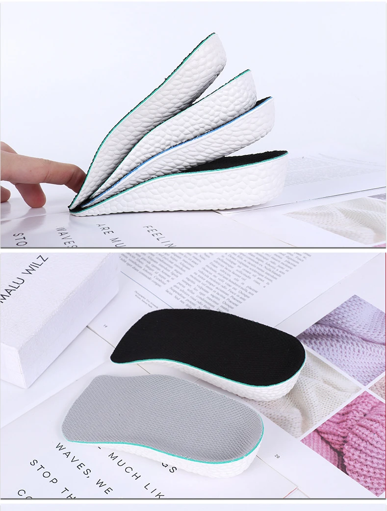 Shoe Insoles 1 Pair Breathable Half Insole Heighten Heel Insert Sport Shoes Pad Cushion Unisex 1.5-3.5cm Height Increase