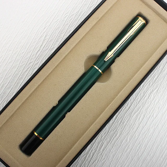 Metal Green Luxury Ink Ballpoint Pen, Black Ink Medium Point 0.5mm Smooth Writing Metal Ball Point Pen Signature Pen 1
