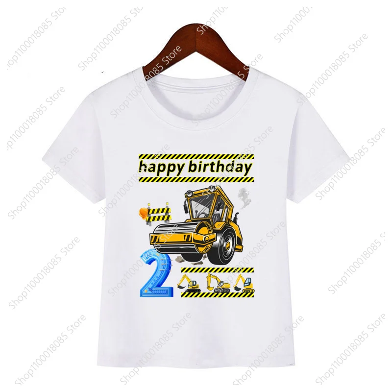 

Детская футболка с изображением ролика экскаватора для мальчиков и девочек, крутой цифровой топ в уличном стиле с рисунком автомобиля для дня рождения