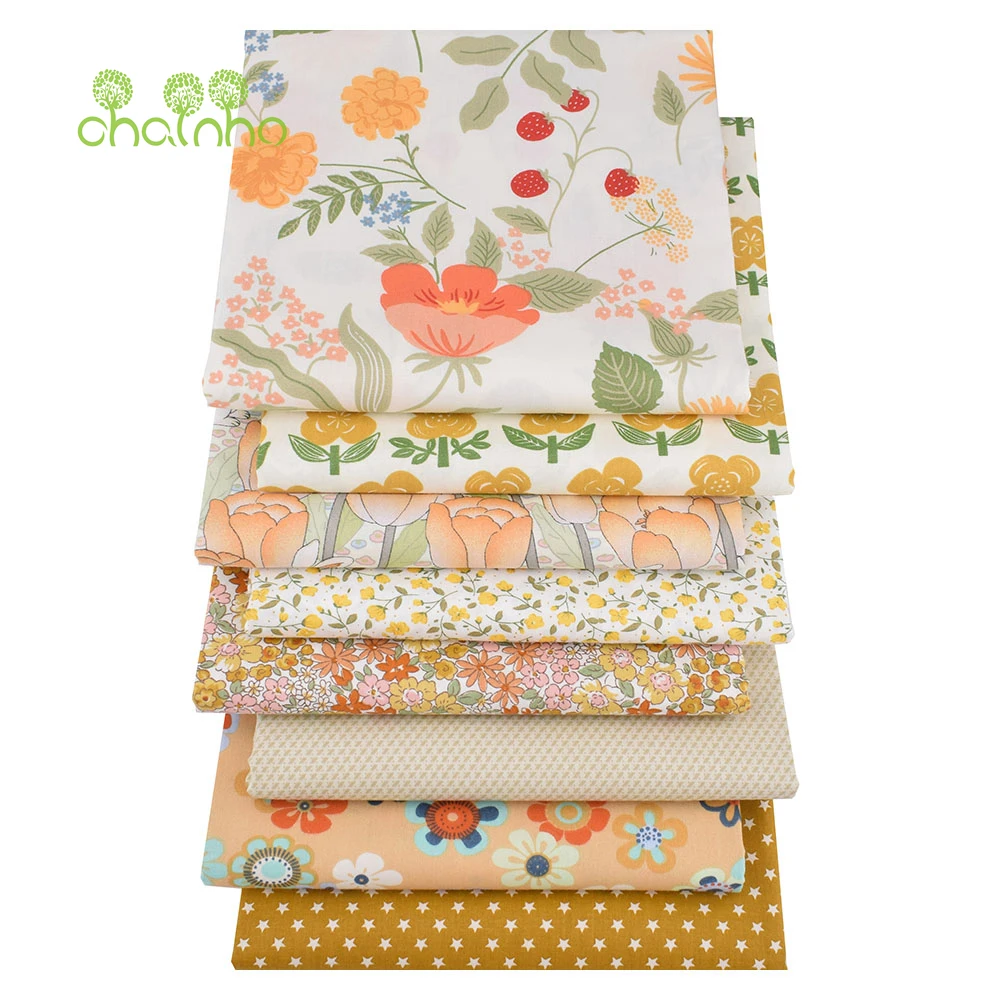 Chainho,Ginger Floral Printed Twill Cotton Fabric,Patchwork Clothes,DIY Sewing Quilting Baby & Children's Home Textiles Material