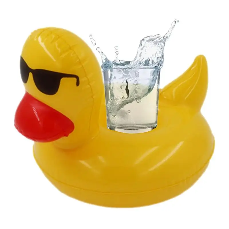 

Cartoon Yellow Duck Drink Floats Inflatable Cup Coasters Inflatable Float Cup Swimming Pool Float Bathing Beverage Storage Toy