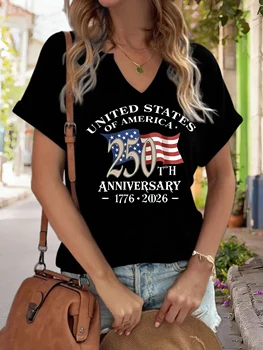 Women's V-Neck USA 250th Anniversary 1776-2026 1