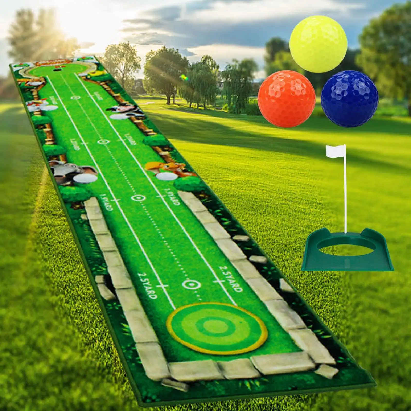 Golf Putting Mat Foldable Storage Golfing Supplies Lightweight Golf Practice Mat for Park Office Indoor Outdoor Home Garden