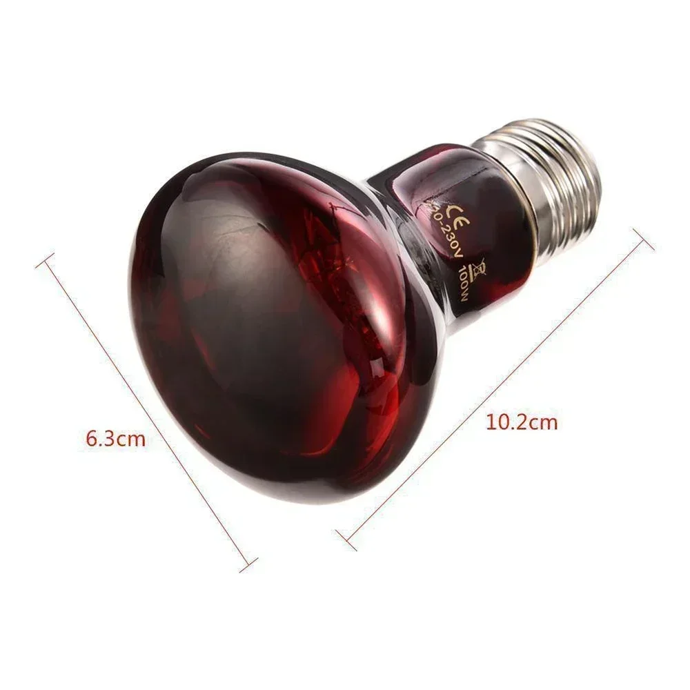 220V UVA Amphibious Red Heating Lamp 25/40/50/75/100W Infrared Lamp Glass Bulb Accessories Reptiles Snake Lizards E27 Reptile Heating Lamp Reptile Light Bulb Reptile Lamp Bulb