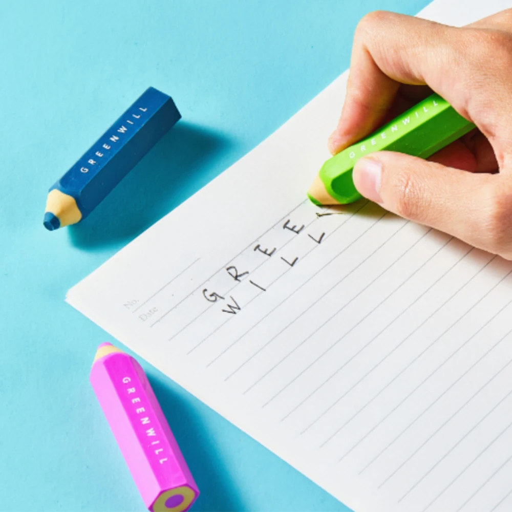 Cute and creative pencil-shaped erasers that are easy to use and erase, perfect for students.