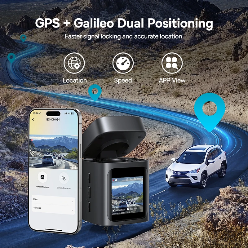 מצלמת רכב Baseus 3K Dash Cam VD1 קדמית ואחורית HD עם GPS מובנה Galileo Supercapacitor Car DVR Car Camera Recorder תומכת בחניה 24 שעות