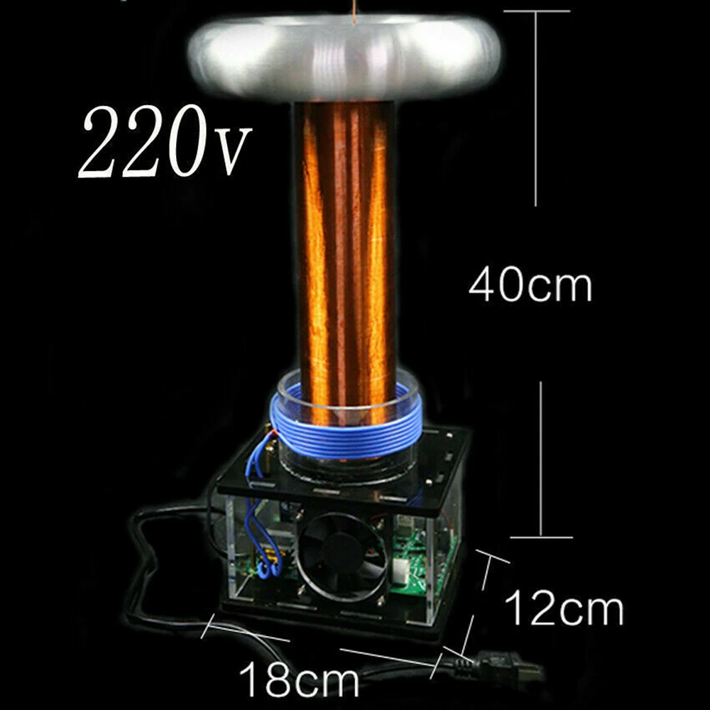 Bobina di Tesla musicale da 20CM/piccola tempesta di fulmini, potenza: 220V  200W, lunghezza del fulmine: 0-29cm (regolabile dal controller)