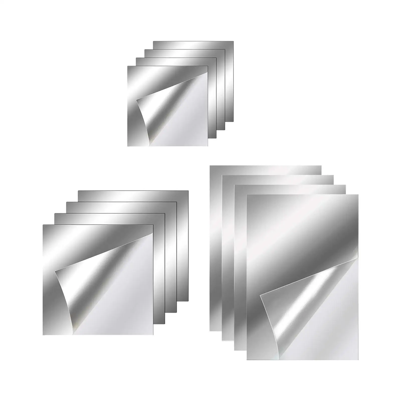 4x Square Wall Mirror Tiles Full Length Mirror Acrylic Flexible Sheets Sticky Wall Sticker Door Bathroom Home