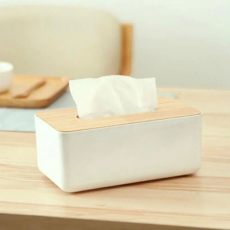 Plastic Tissue Box Modern Wooden Cover Paper with Oak Home Car Napkins Holder Case Home Organizer Decoration Tools tissue box 3
