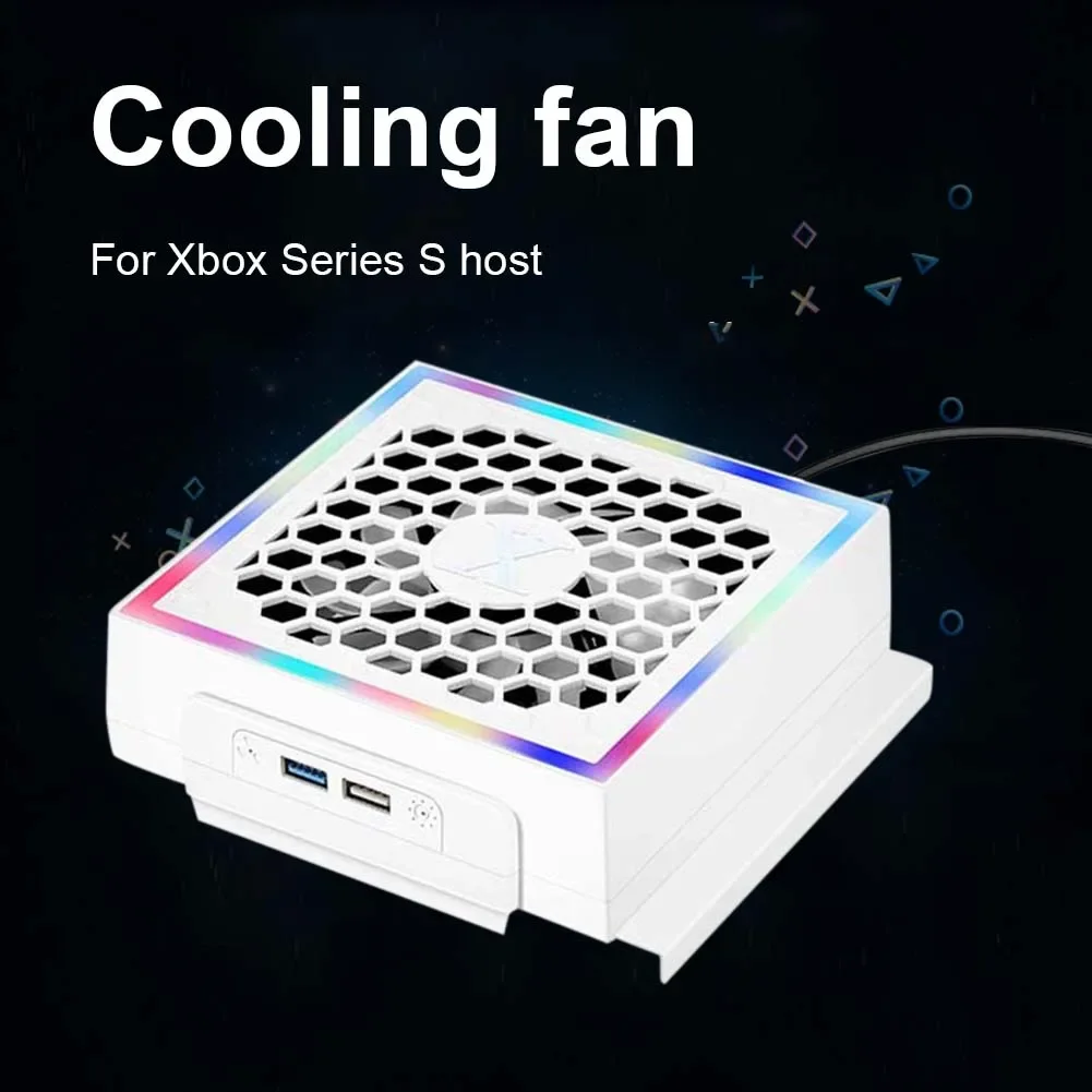 LED Cooling Fan Lights 3 Gears Adjustable 5V 2.4A Console Fan 7 Lighting Modes Decoration Gaming Accessories for Xbox Series S